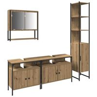 juego de muebles de bano  armario de bano con estante 4 piezas roble artisan