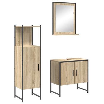 Juego De Muebles De Baño 3 Uds. Marrón 60 X 33 X 60 Cm Vidaxl