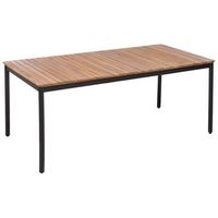 mesa de jardin rustica tradicional de madera de acacia clara para 6 personas exterior 180 x 90 cm vallese