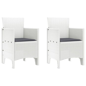 Sillas De Jardín Con Cojines 2 Uds Blanco Poly Rattan Cfw360164