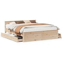 cama sin colchon con cabecero madera maciza de pino 200x200 cm vidaxl