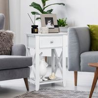 juego de 2 mesitas de noche moderna de diseno x mesa auxiliar versatil para salon dormitorio 40 x 30 x 615 cm blanco cfw14083