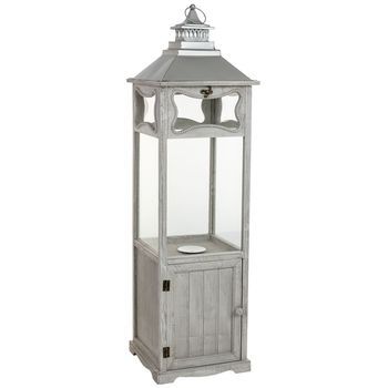 Farol De Madera Gris 32x32x114h Cm