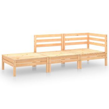 Conjunto De Muebles De Jardín 3 Uds | Mesa Y Sillas Madera Maciza De Pino