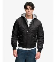 superdry para hombre m5012355a chaqueta con capucha ma1 negra xl negro casual nylon