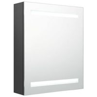 armario de bano  mueble bano con espejo y led gris 50x14x60 cm