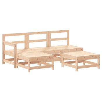 Juego De Sofás De Jardín 5 Uds | Juego De Muebles De Jardín Madera Maciza De Pino Cfw1598124