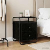 mesa de noche - mueble para dormitorio - madera de ingenieria - roble negro 40x365x50cm