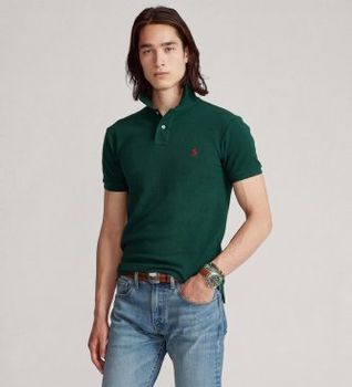 Polo Ralph Lauren para hombre. 710795080018 Polo de piqué Slim Fit verde (XS), Casual, Algodón, Manga corta