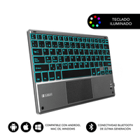 teclado subblim inalambrico smart backlit bt touchpad grey