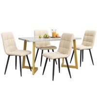 conjunto mesa de cocina y juego de comedor con 4 sillas mesa de comedor rectangular compacta 117cm mdf y terciopelo beige y dorado