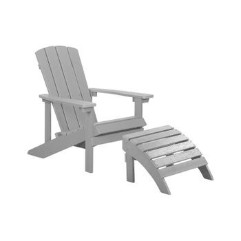 Silla De Jardín Gris Claro De Madera Sintética Con Reposapiés Resistente A La Intemperie Estilo Moderno Adirondack