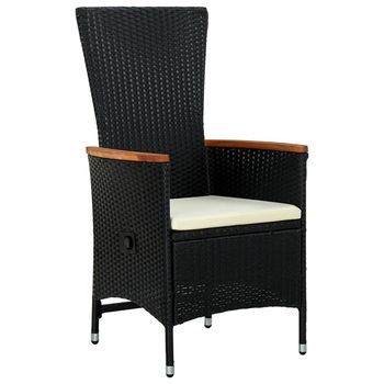Sillas De Jardín 2 Uds | Silla De Exterior | Sillón Con Cojines Ratán Sintético Negro