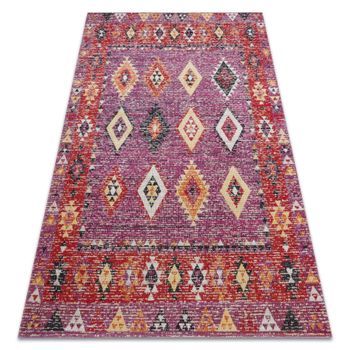 Alfombra Moderna Mundo D7701 Diamantes Boho Exterior Rosado / Beige  180x270 Cm