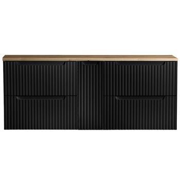 Mueble De Baño Bajo Lavabo Newport 140x60x40 Cm - Negro/efecto Roble