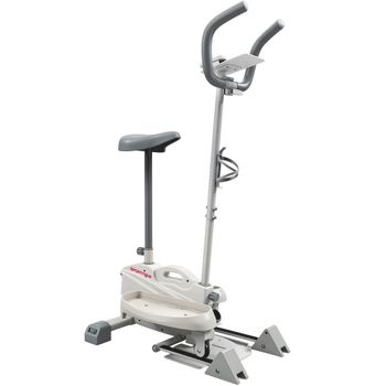 SPORTNOW Máquina Elíptica 3 en 1 Silenciosa con Asiento Resistencia Magnética Regulable Pantalla LCD Compatible con App Blanco