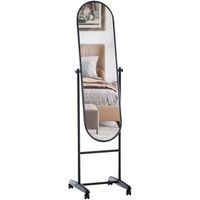 espejo de pie nane oval metal negro 42x40x155 cm clp