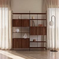 libreria de acero negro y acacia maciza de 177 cm