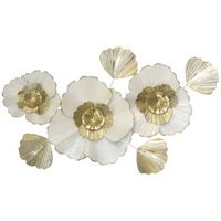 decoracion floral de pared de metal - crema y dorado 91x5x62 cm dec050036