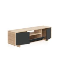 mueble tv con almacenaje oculto 150 cm roble antracita
