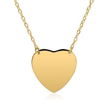 Cadena con grabado de corazón de plata 925 bañada en oro