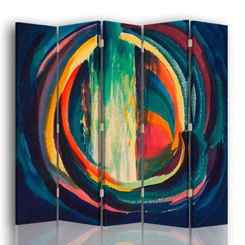 Legendarte - Biombo Sin Título - Karl Wiener - Separador De Ambientes Para Interiores Cm. 180x170 (5 Paneles)