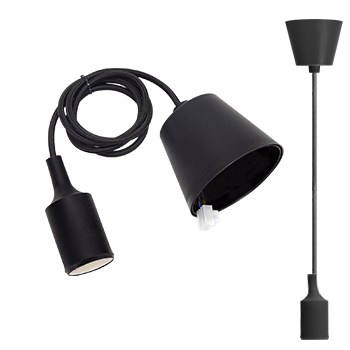 Aigostar Portalámparas Colgante de Plástico E27,100cm Cable con Soporte de Techo,Accesorios de La Lámpara DIY,Negro