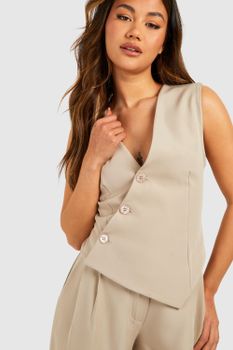 Chaleco Asimétrico Con Espalda Ajustable, Beige