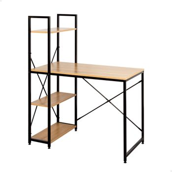 Escritorio Max Home Madera y Acero con Estantería Integrada, 100x52x120 Cm, Negro