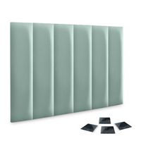 dhome juego de 6 paneles tapizados de pana premium pack autoadhesivos para pared acusticos absorbentes proteccion impactos verde agua 60x20cm x6