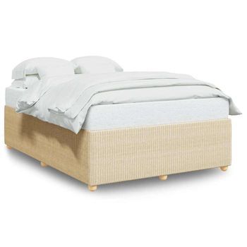 Cama Sin Colchón Tela Color Crema 140x190 Cm Vidaxl