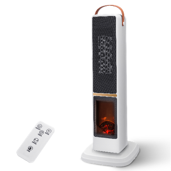 Taylor Swoden Dana - Calentador eléctrico PTC de 2000W para uso en interiores con chimenea, oscilación de 70°, temporizador de 12 horas, 3 modos, control remoto, rápido calentador de torre cerámico.