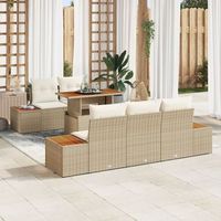 set de comedor de jardin de 6 piezas con cojines beige poly ratan acacia v1420 unico  beige