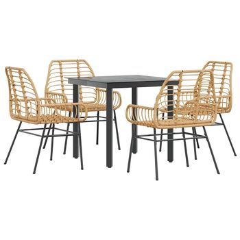 Juego De Comedor Jardín 5 Uds Ratán Sintético Marrón Cfw431512