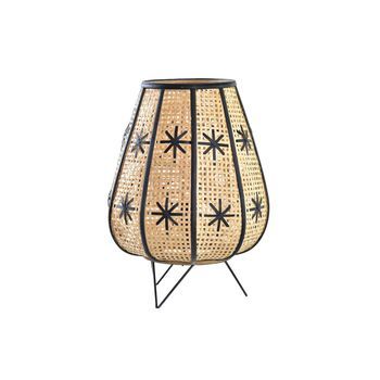 Lampara Sobremesa Ratan Metal 37x37x47 Flor