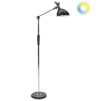 Lámpara De Pie Led Plateado Negro 169 Cm Sintético Regulable Andromeda