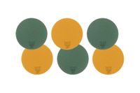 posavasos redondos reversibles - 6 piezas - cuero amarillo y verde
