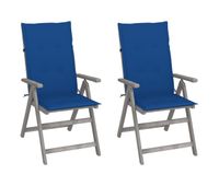 vidaxl sillas reclinables jardin y cojines 2 uds madera maciza acacia