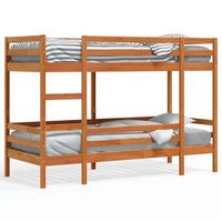 cama individual  litera de madera maciza de pino marron cera 80x200 cm