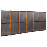 biombo separador de ambientes 6 paneles 420 x 180 cm textileno negro y madera dec031120