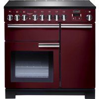rangemaster professional deluxe 90 electric induction range cooker - cranberry  chrome cranberry