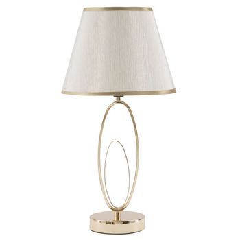 Lámpara De Mesa En Metal Dorado Con Pantalla Beige Ø Cm 24x47