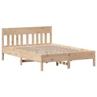 estructura de cama con cabecero madera maciza pino 120x190 cm