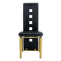 set de 4 sillas de comedor con respaldo perforado transpirable sillas de cuero pu negro y patas de metal dorado