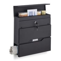 buzon con porta periodicos negro 40 cm