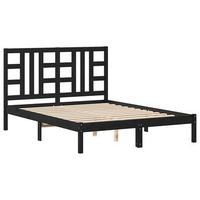 estructura de cama de madera maciza negra 140x190 cm