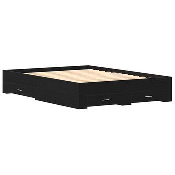 Estructura De Cama Con Cajones Roble Negro 140 X 190 Cm