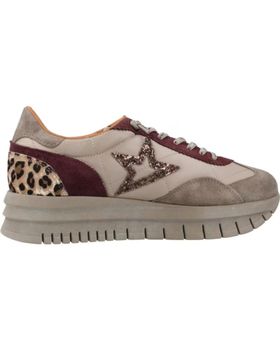 de CETTI CETTI 170097 SNEAKER MARRÓN DE ANTE CON PLATAFORMA Y ANIMAL PRINT BEIGE