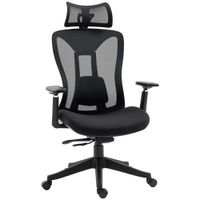 vinsetto silla de escritorio de malla negra con reposacabezas ajustable soporte lumbar reposabrazos 3d ergonomia   aosom espana