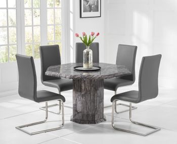 Crema Grey Octagonal Marble Dining Table with Malaga Chairs